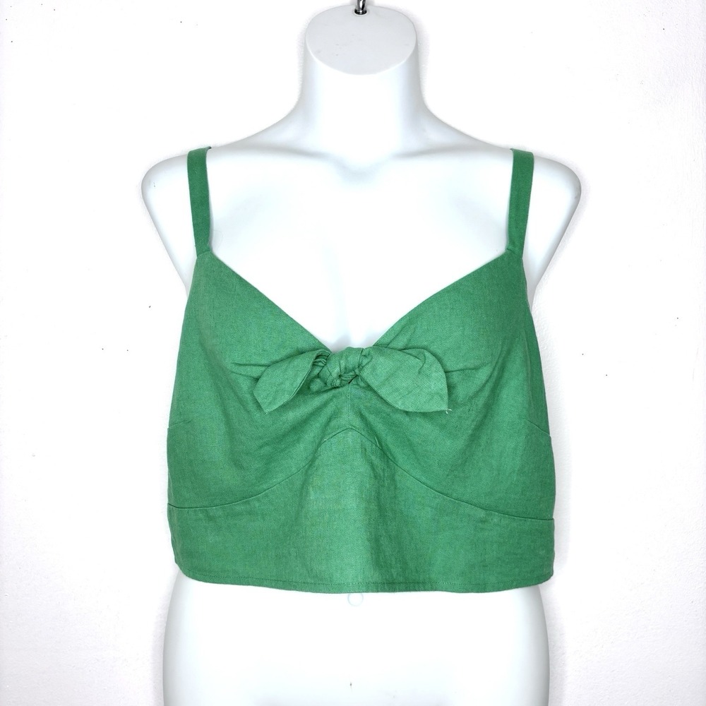 Universal Thread Crop Top XXL Green Linen Blend Cami Vacation Beach Cottagecore